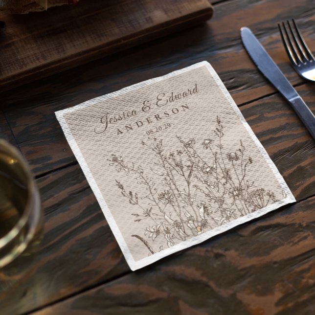 Serviette En Papier Pape Personnalisé Rustique Fleur sauvage Earthy Fl (Créateur téléchargé)