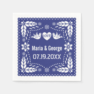 Serviette En Papier Papel picado inséparables bleu foncé mariage fiest