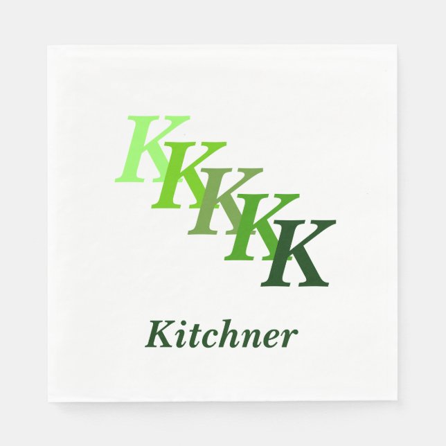 Serviette En Papier Paper Napkin - Initials with Name in Green (Devant)