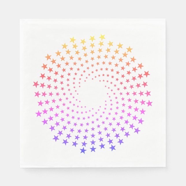 Serviette En Papier Paper Napkin - Rainbow Colored Star Swirls (Devant)