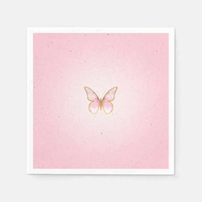 Serviette En Papier Paper napkins Butterfly Gold Rose (Devant)