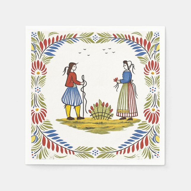 Serviette En Papier Paper Napkins Luncheon Quimper (Devant)