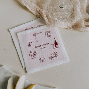 Serviette En Papier Papeterie de mariage fantaisiste rétro à doodles  