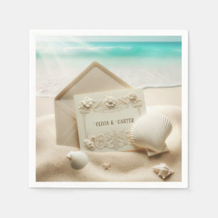 Serviette En Papier Papeterie mariage Dans Ocean Beach Sand