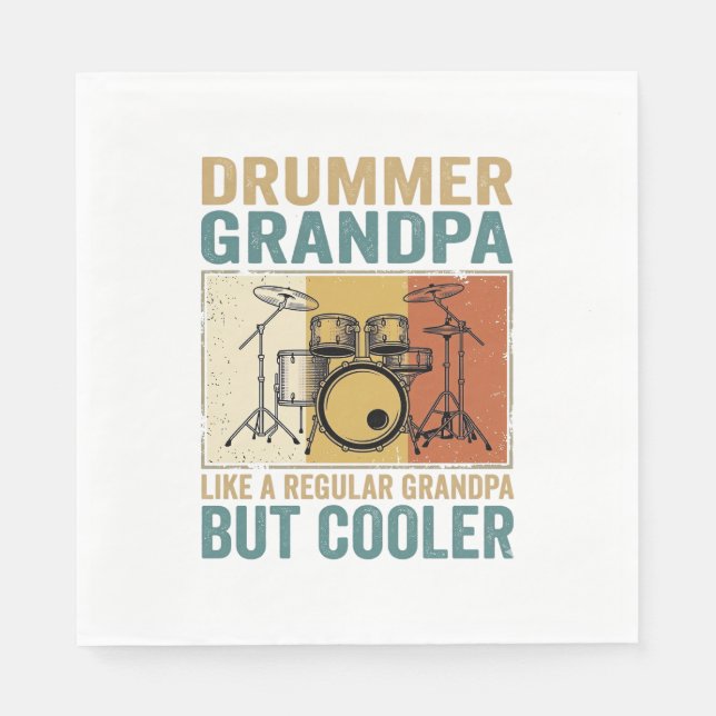 Serviette En Papier Papi Batteur Comme un Papi Normal Mais Plus Cool  (Devant)