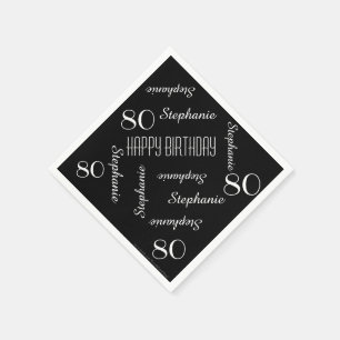 Serviette En Papier Papier, 80e anniversaire fête de répétition nom
