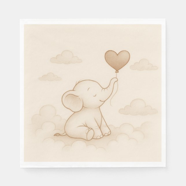 Serviette En Papier Papier à Baby shower doux éléphant (Devant)