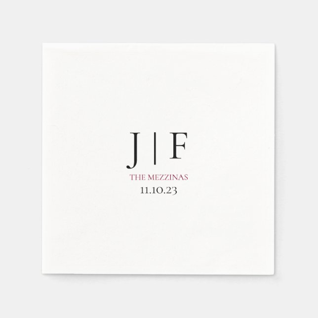Serviette En Papier Papier à cocktail de mariage personnalisé Napkin (Devant)