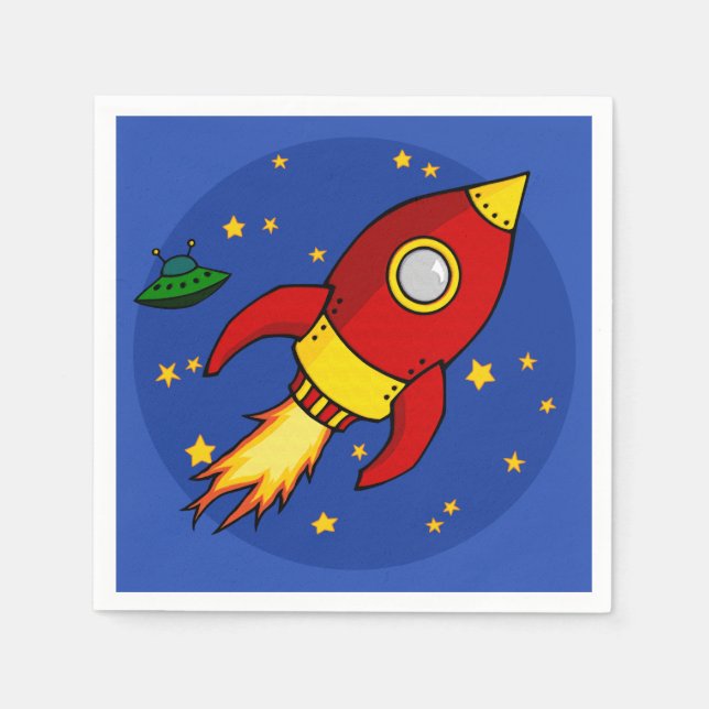 Serviette En Papier Papier à cocktail rouge Rocket jaune (Devant)