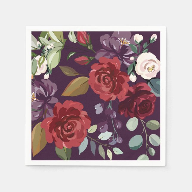 Serviette En Papier Papier à cocktails Napkin Plum violet Rose Gold Ge (Devant)