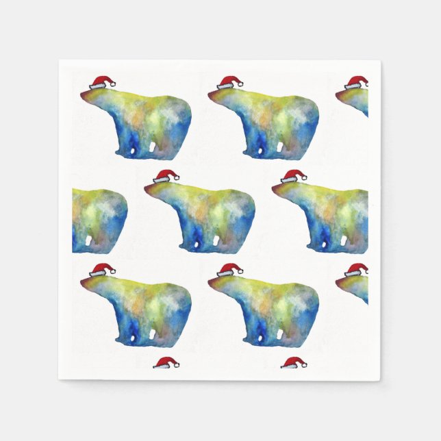 Serviette En Papier Papier à cocktails Napkins Père Noël Ours (Devant)