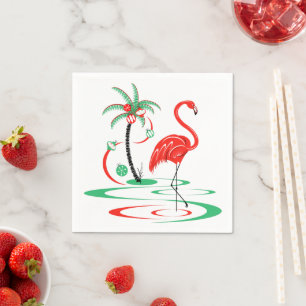 Serviette En Papier Papier à Flamant rose rouge de Noël