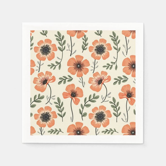 Serviette En Papier Papier à fleurs et serviettes de table (Devant)