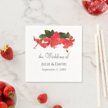 Papier à fleurs rouge brillant Hibiscus Napkin