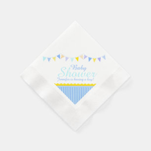 Serviette En Papier Papier à lapin bleu baby shower nommé