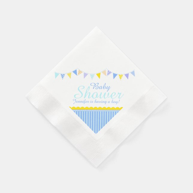 Serviette En Papier Papier à lapin bleu baby shower nommé (Coin)