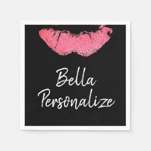 Serviette En Papier Papier à lèvres rose tache à lèvres noir et blanc