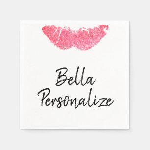 Serviette En Papier Papier à lèvres tache rose lèvre