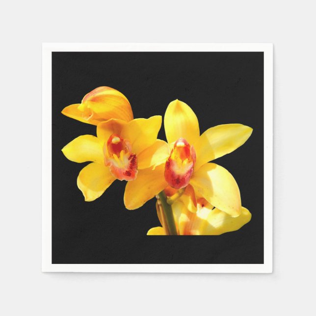 Serviette En Papier Papier à orchidées jaune Cymbidium (Devant)