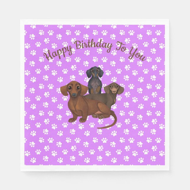 Serviette En Papier Papier à papier violet Dachshund (Devant)