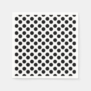 Serviette En Papier Papier à points Polka noir et blanc