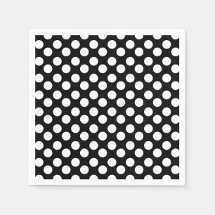 Serviette En Papier Papier à points Polka noir et blanc