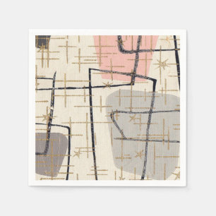 Serviette En Papier Papier Abstrait moderne du milieu du siècle