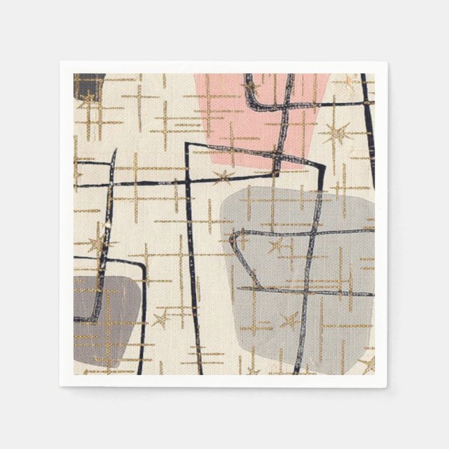 Serviette En Papier Papier Abstrait moderne du milieu du siècle (Devant)