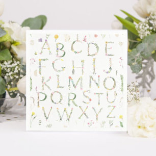 Serviette En Papier Papier Alphabet Floral Aquarelle