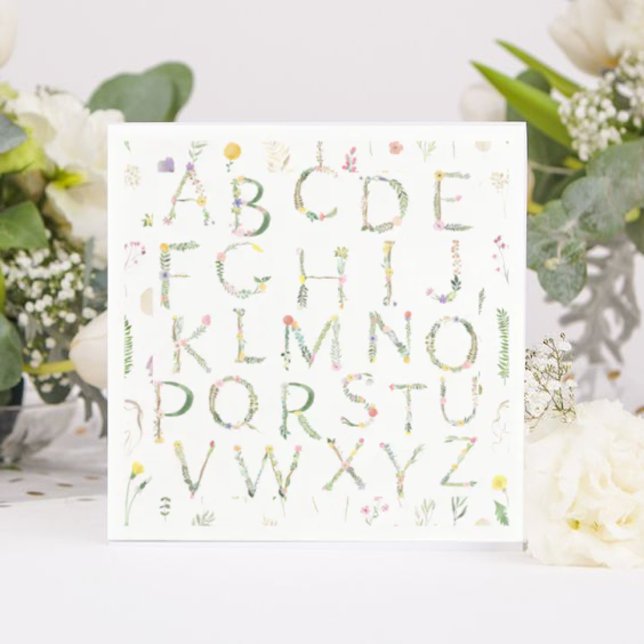 Serviette En Papier Papier Alphabet Floral Aquarelle (Créateur téléchargé)
