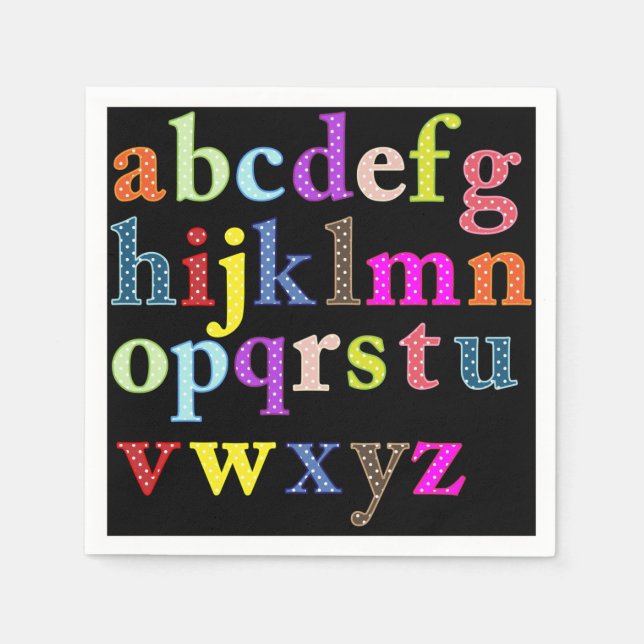 Serviette En Papier Papier Alphabet Napkin (Devant)