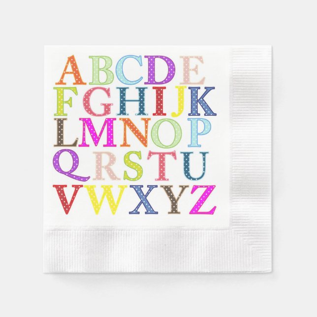 Serviette En Papier Papier Alphabet Napkin (Devant)