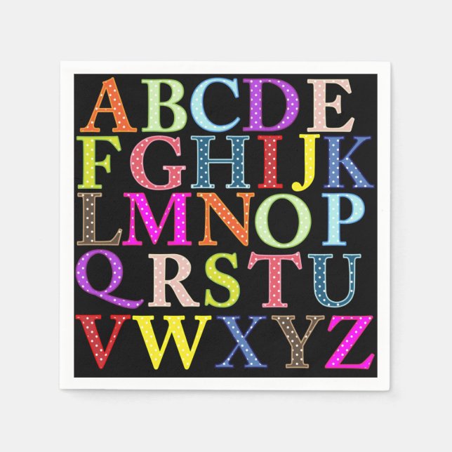 Serviette En Papier Papier Alphabet Napkin (Devant)