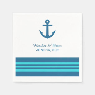 Serviette En Papier Papier Ancre bleu turquoise marine serviettes