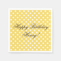 Papier Anniversaire à pois jaunes et blancs