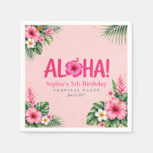 Papier Anniversaire Aloha Tropical Rose Luau