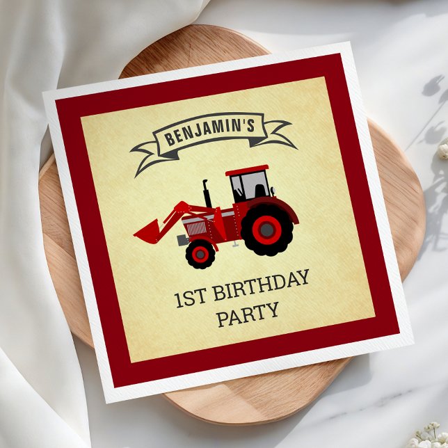 Serviette En Papier Papier Anniversaire de enfant Red Farm Tractor (Créateur téléchargé)