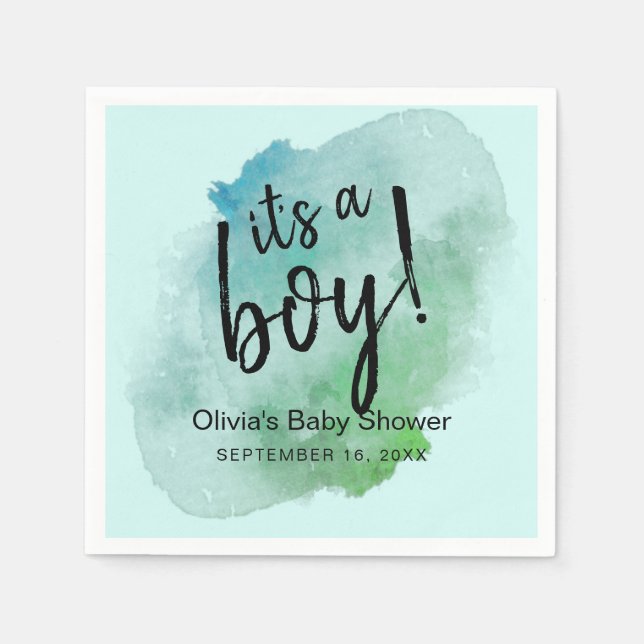 Serviette En Papier Papier aquarelle It's A Boy Baby Shower (Devant)