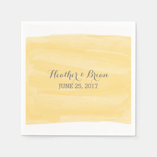 Serviette En Papier Papier Aquarelle Jaune (Devant)
