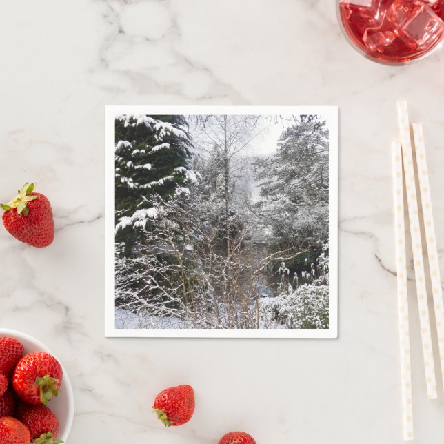 Serviette En Papier Papier Arbres neigeux (En situation)