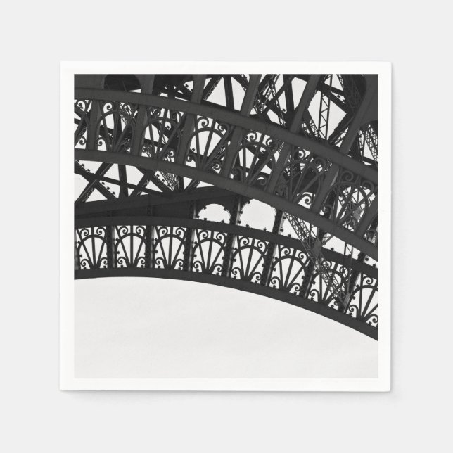 Serviette En Papier Papier Arche Tour Eiffel noir et blanc (Devant)