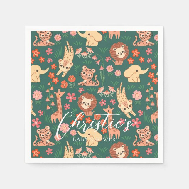 Serviette En Papier Papier Baby shower animal sauvage Jungle Napkin (Devant)