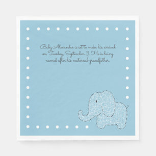 Serviette En Papier Papier Baby shower bleu éléphant garçon Napkin