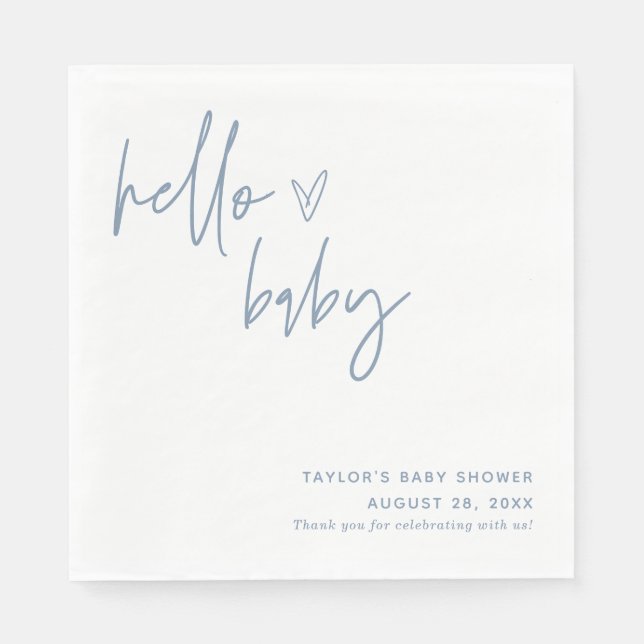 Serviette En Papier Papier Baby shower bleu Napkin | Boho Boy Decor (Devant)