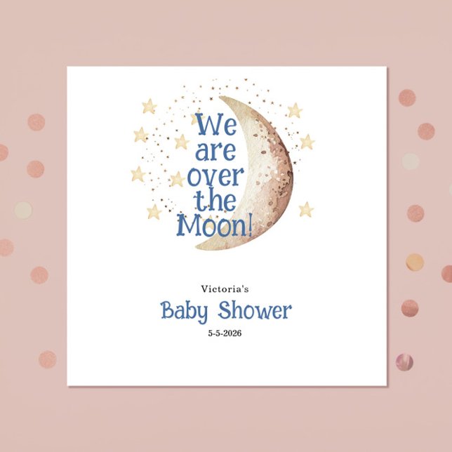 Serviette En Papier Papier Baby shower Blue Boy Moon Napkin (Créateur téléchargé)