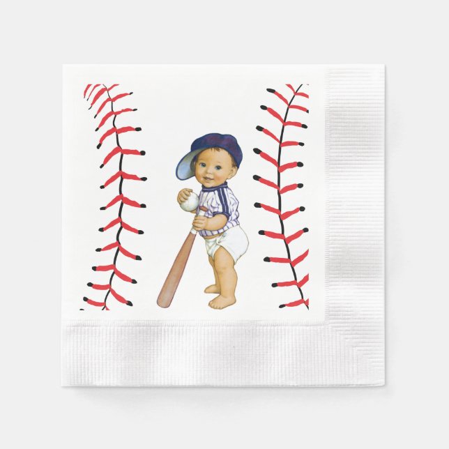 Serviette En Papier Papier Baby shower de base-ball (Devant)