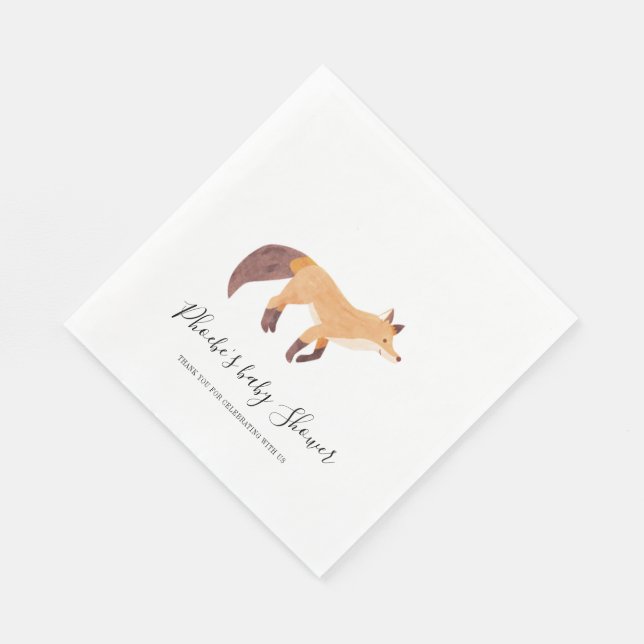 Serviette En Papier Papier Baby shower de renard animal de bois (Coin)