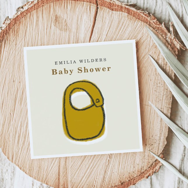 Serviette En Papier Papier Baby shower d'illustration Nouveau-né (Baby Bib Newborn Illustration Baby Shower Paper Napkins)