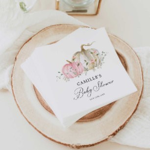 Serviette En Papier Papier Baby shower fille Citrouille rose