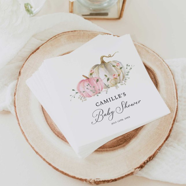 Serviette En Papier Papier Baby shower fille Citrouille rose (Créateur téléchargé)